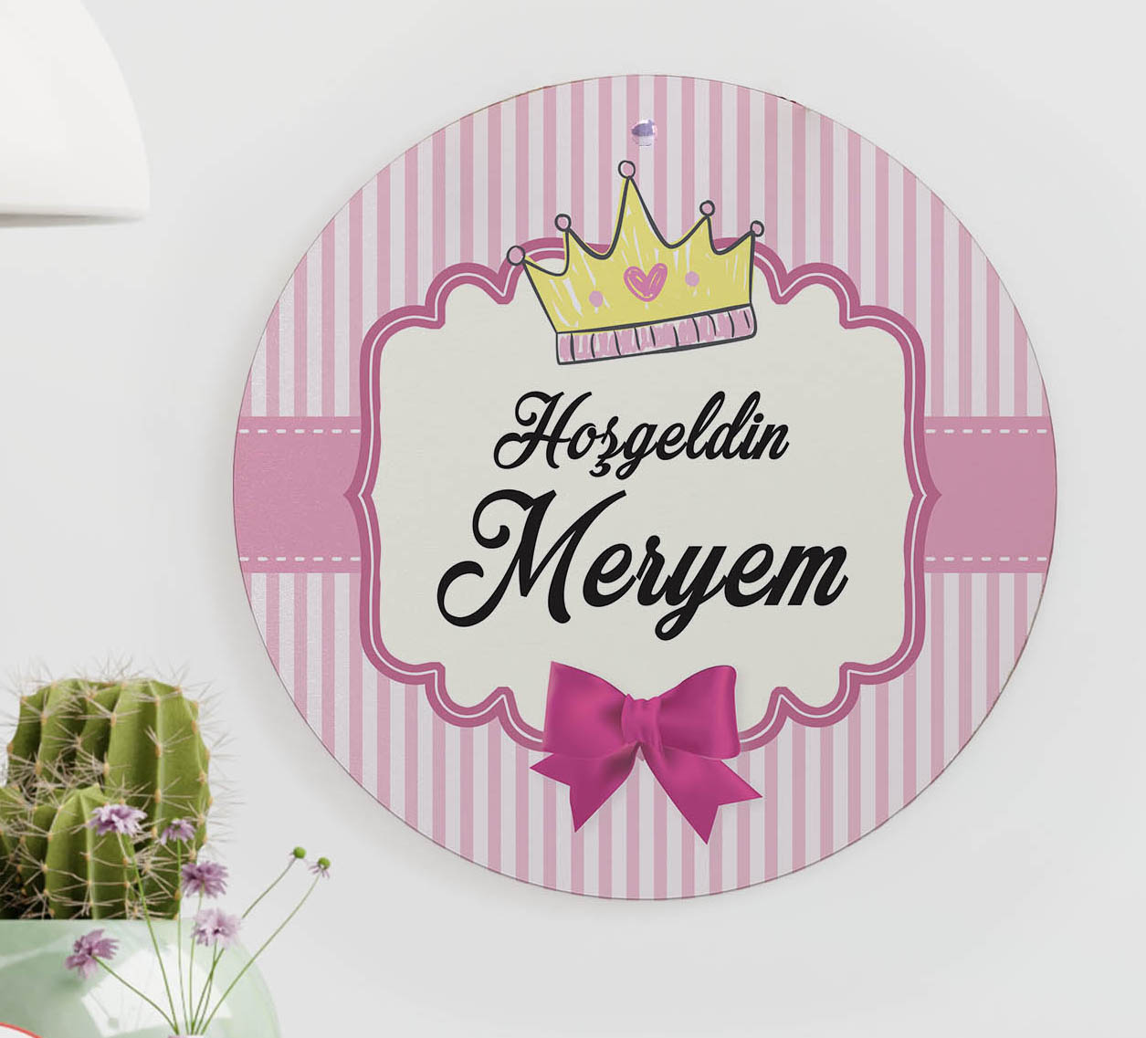 Kız Bebek Hediye Seti - Çikolata, Magnet, Kapı Süsü - Prenses Tacı