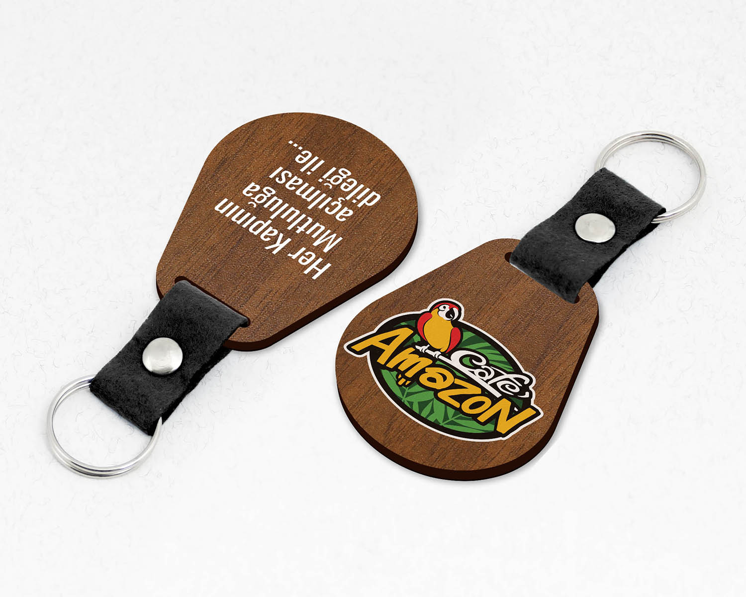 Kurumsal, Damla Şekilli Keçe Saplı Promosyon Ahşap Anahtarlık