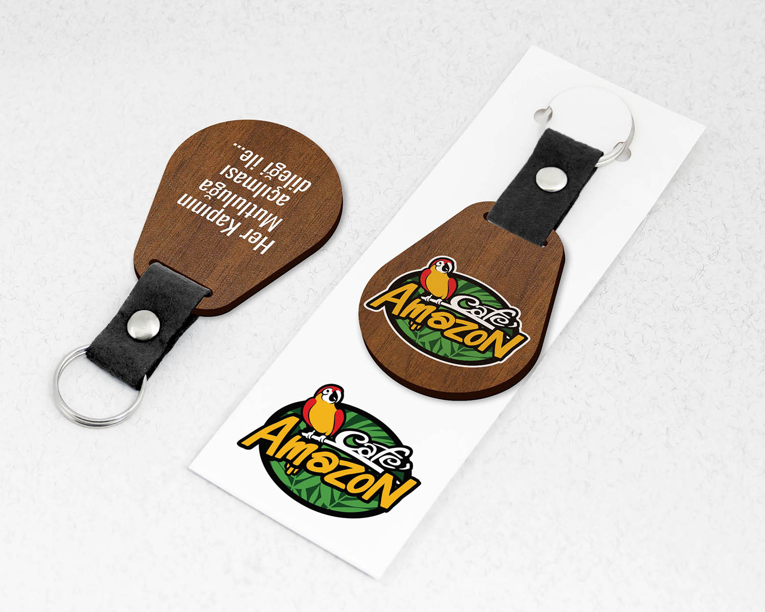 Kurumsal, Damla Şekilli Keçe Saplı Paketli Promosyon Ahşap Anahtarlık