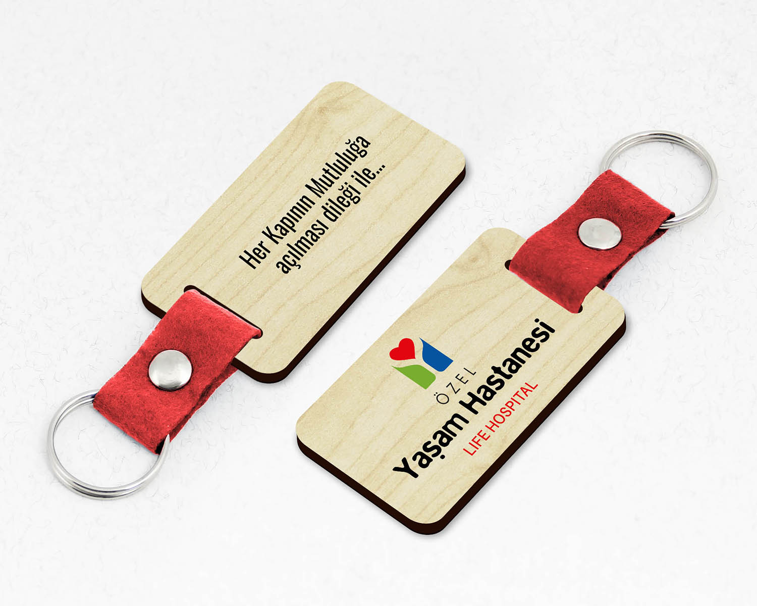 Kurumsal, Keçe Saplı Promosyon Ahşap Anahtarlık