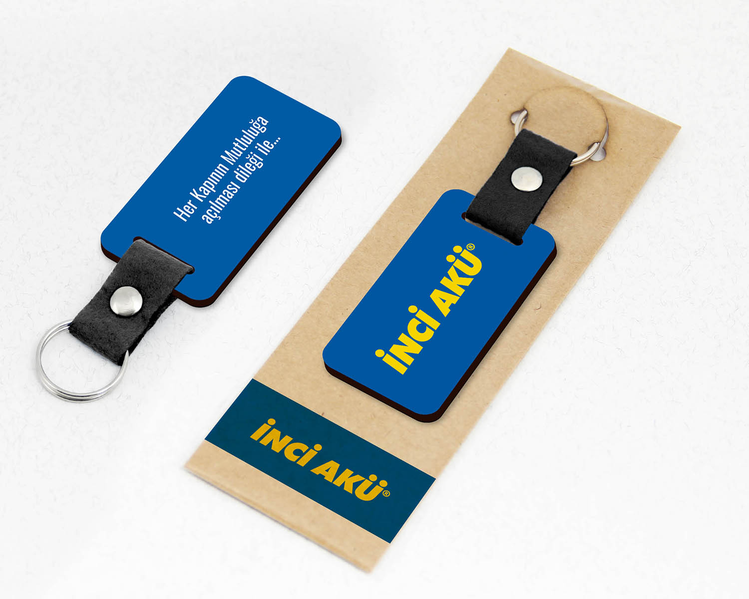 Kurumsal, Keçe Saplı Paketli Promosyon Ahşap Anahtarlık