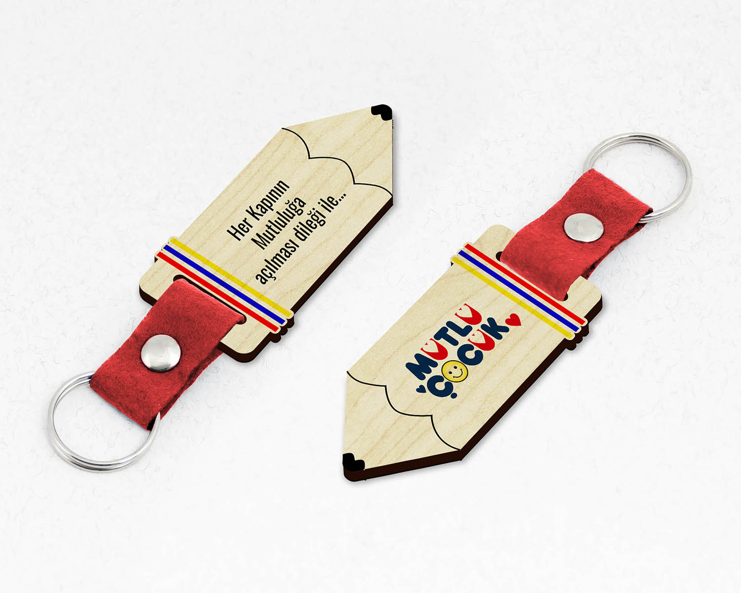 Kurumsal, Kalem Şekilli Keçe Saplı Promosyon Ahşap Anahtarlık