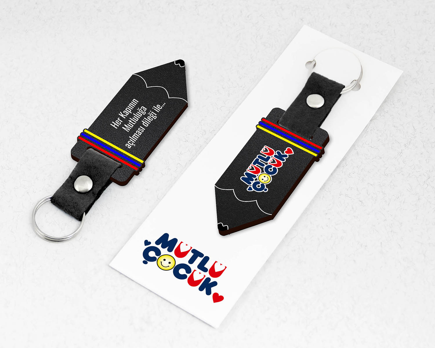 Kurumsal, Kalem Şekilli Keçe Saplı Paketli Promosyon Ahşap Anahtarlık