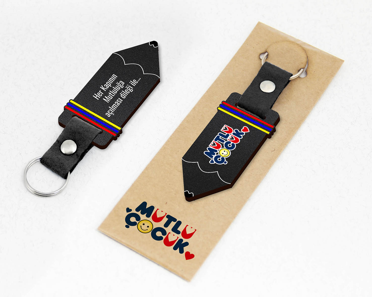 Kurumsal, Kalem Şekilli Keçe Saplı Paketli Promosyon Ahşap Anahtarlık