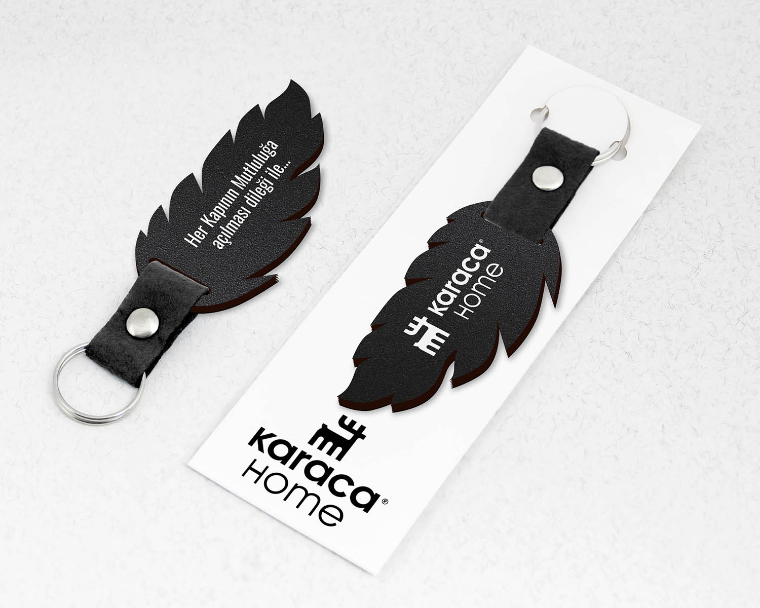 Kurumsal, Tüy Şekilli Keçe Saplı Paketli Promosyon Ahşap Anahtarlık