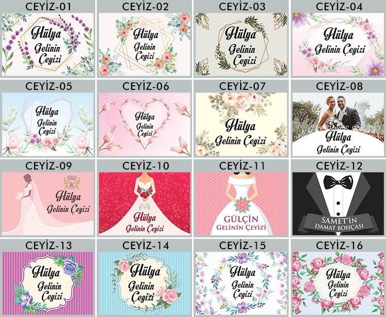 Çeyiz Koli Etiketi - 10x14cm - 4 Adet