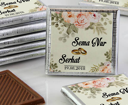 Söz-Nişan Çikolatası - Kutulu - Güllü Beyaz Tema