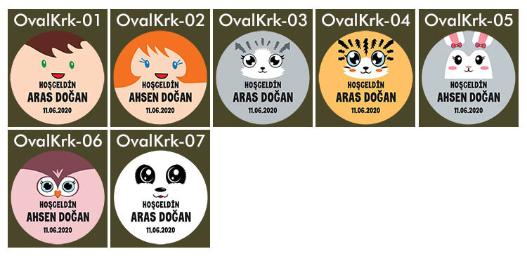 3 cm Yuvarlak Yapışkanlı Etiket - 48 adet - Karakter