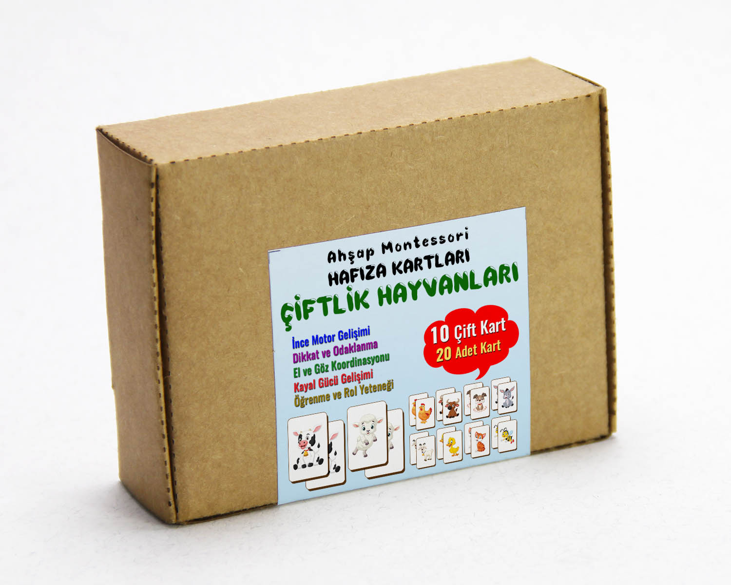 Zeka Kartları Eşleştirme Oyunu, Çiftlik Hayvanları Hafıza Kartları, Ahşap Eğitici Puzzle Oyuncak