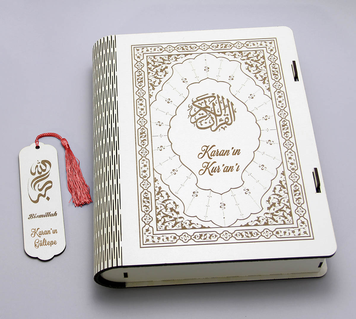 Kişiye Özel Ahşap Rahleli Kuran Kutusu, Beyaz