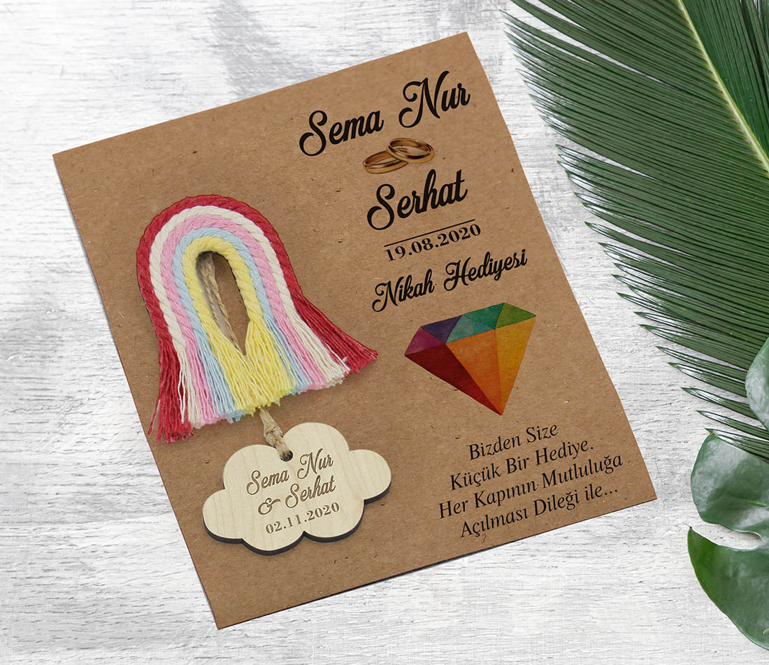 Makrome Gökkuşağı Magnet - Nişan, Nikah, Kına Hediyesi