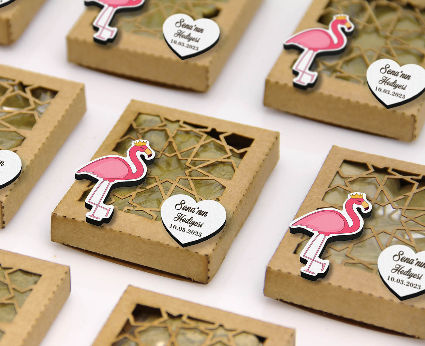 Figür Flamingo Detaylı Kutulu Kına - Bebek  Şekeri