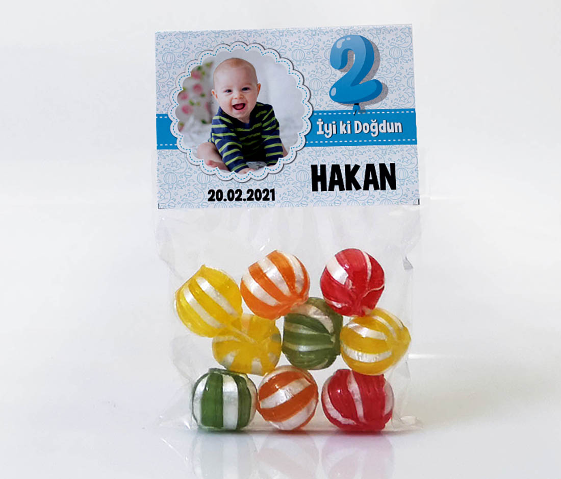 İsim Baskılı Poşetli Meyveli Şeker - Erkek Bebek