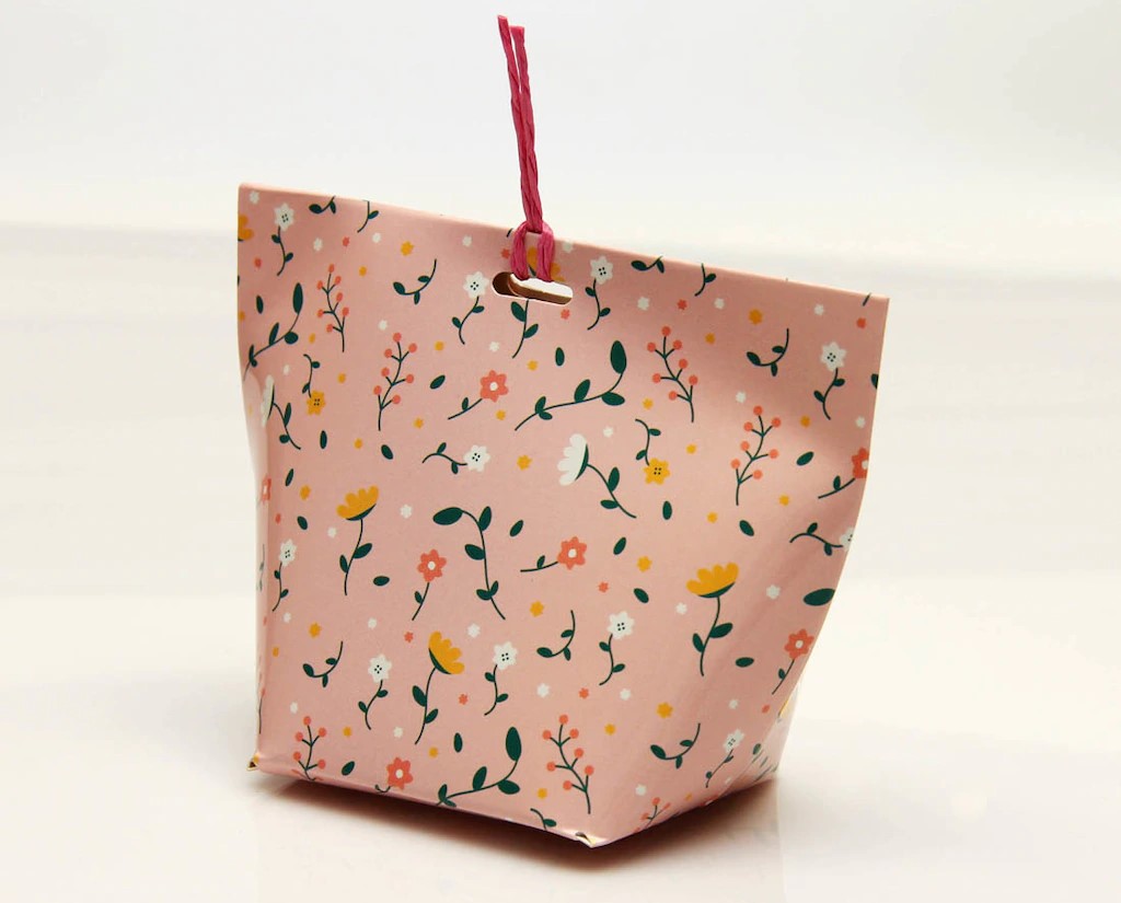 Çiçekli Çanta Şeker Kutusu - Pembe