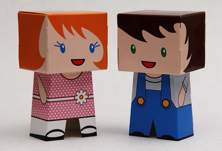 Figür Kutu Seti - Erkek ve Kız Karakter 2 li Şeker Kutusu