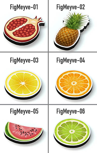Ahşap Meyve Temalı Figür - 50 Adet - Mini Boy