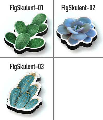 Ahşap Skulent Temalı Figür - 50 Adet - Mini Boy