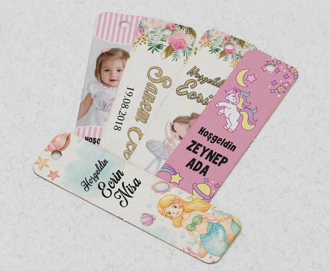 Dik Karton Etiket - 36 adet - Kız Bebek