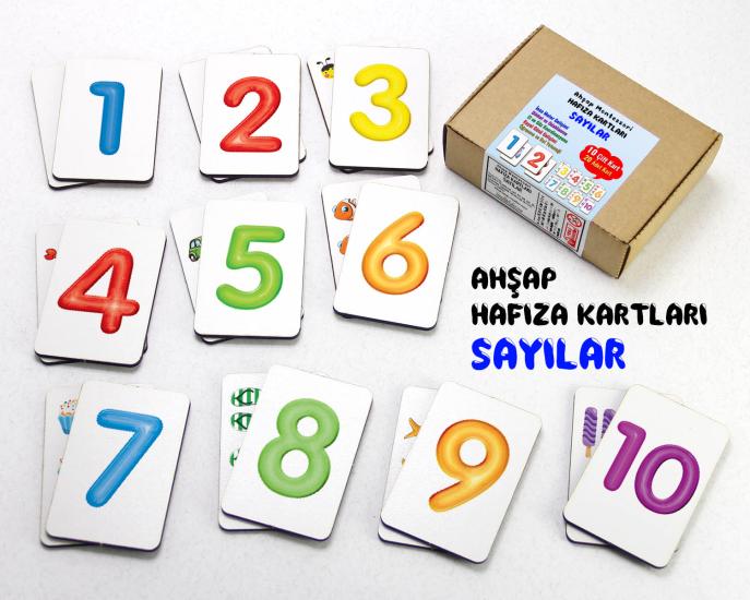 Sayılar Ahşap Hafıza Kartları