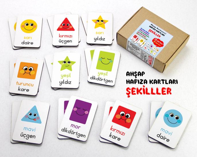 Şekiller Ahşap Hafıza Kartları
