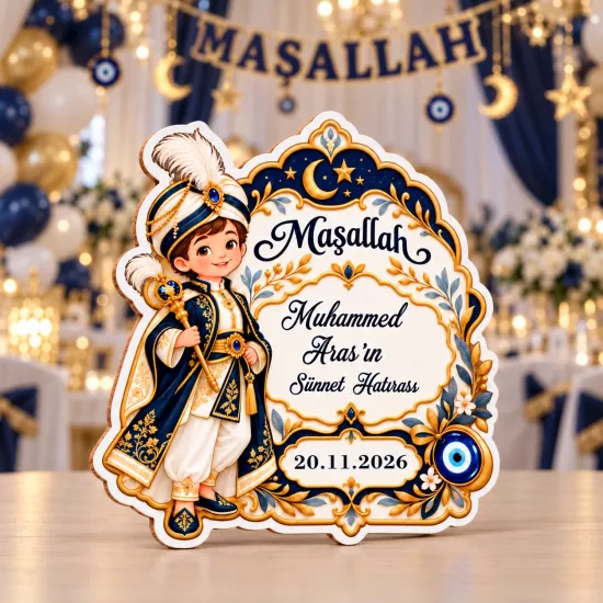 İsme Özel Sünnet Magneti 7x7 cm | Mevlid Hediyesi
